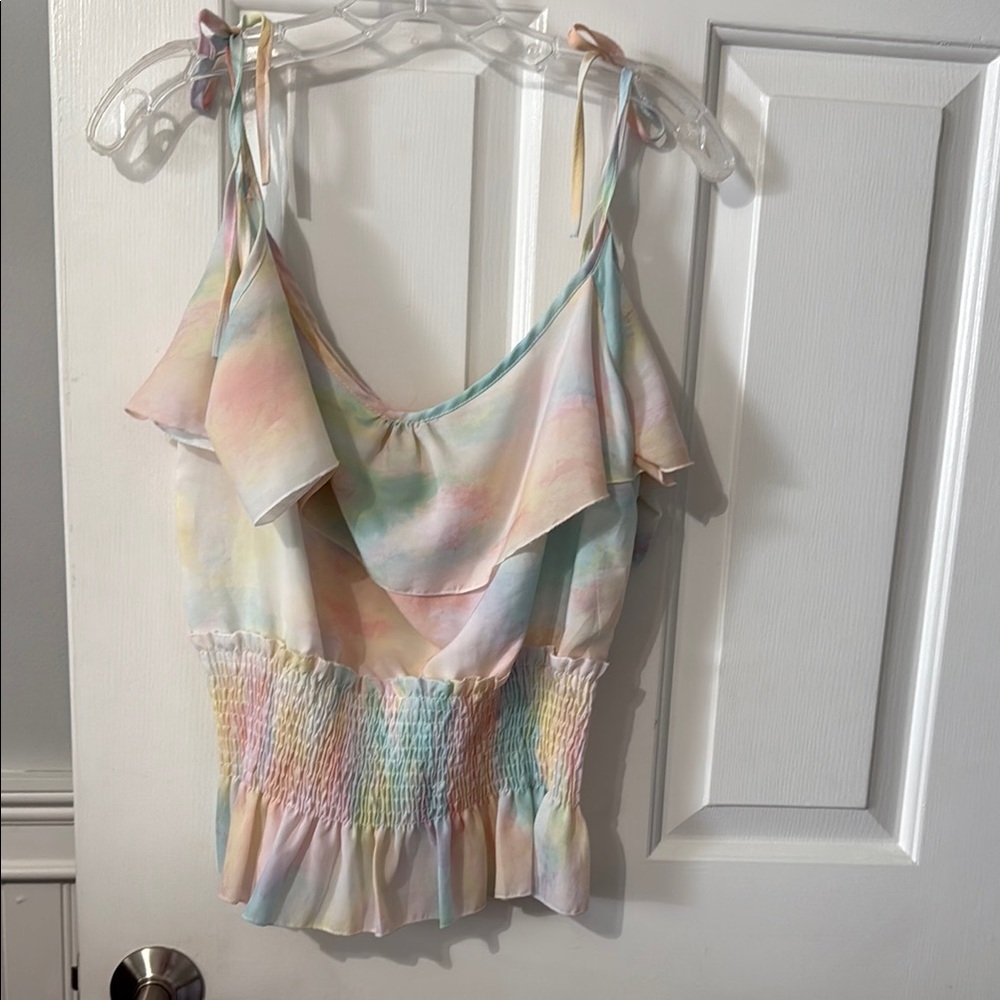 Pink and Blue Camisole Top with Vibrant Colors